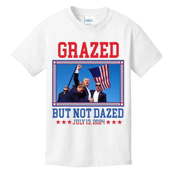 Grazed But Not Dazed Trump Shot Kids T-Shirt