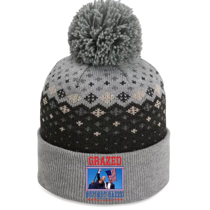 Grazed But Not Dazed Trump Shot The Baniff Cuffed Pom Beanie