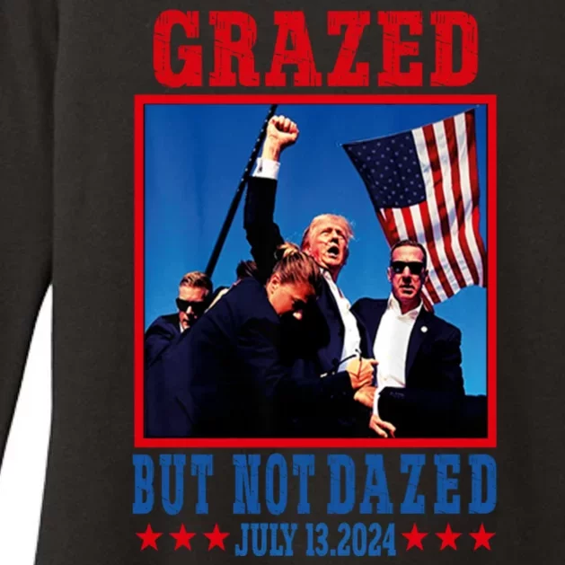 Grazed But Not Dazed 2024 Trump Womens CVC Long Sleeve Shirt