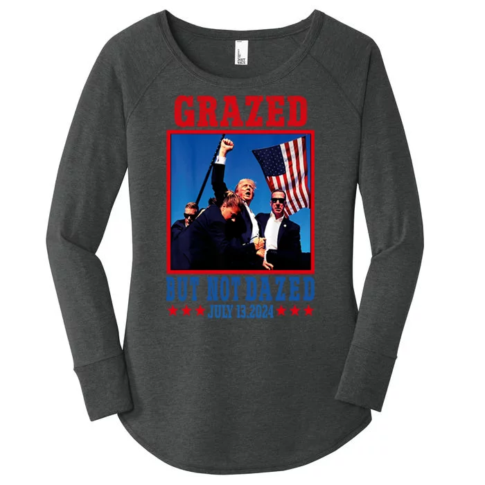 Grazed But Not Dazed 2024 Trump Women's Perfect Tri Tunic Long Sleeve Shirt