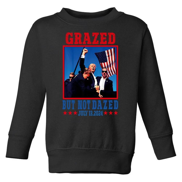 Grazed But Not Dazed 2024 Trump Toddler Sweatshirt