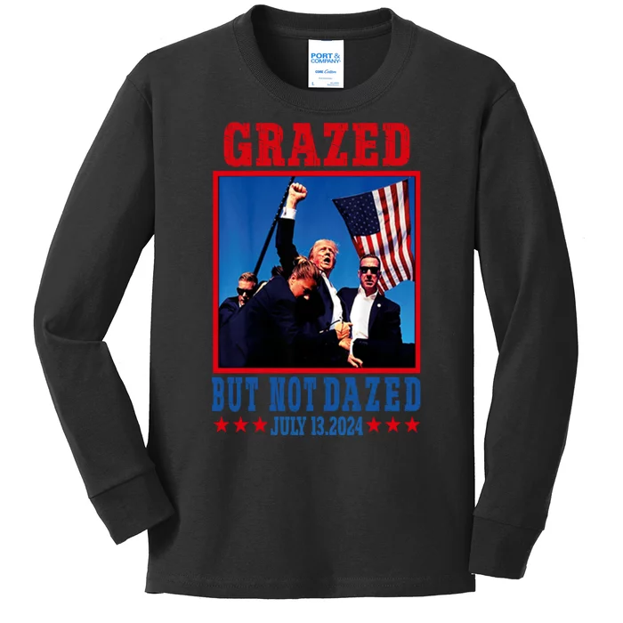 Grazed But Not Dazed 2024 Trump Kids Long Sleeve Shirt