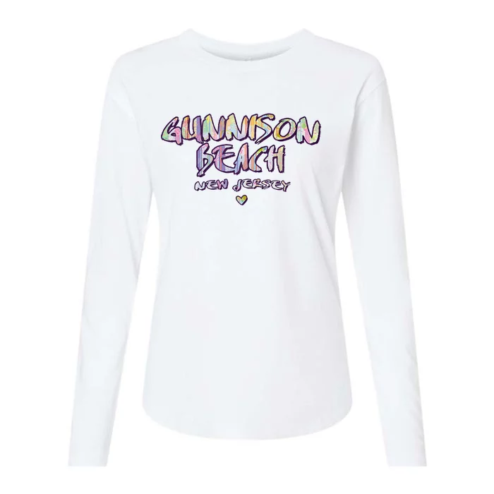 Gunnison Beach New Jersey Gunnison Beach Nj Watercolor Womens Cotton Relaxed Long Sleeve T-Shirt