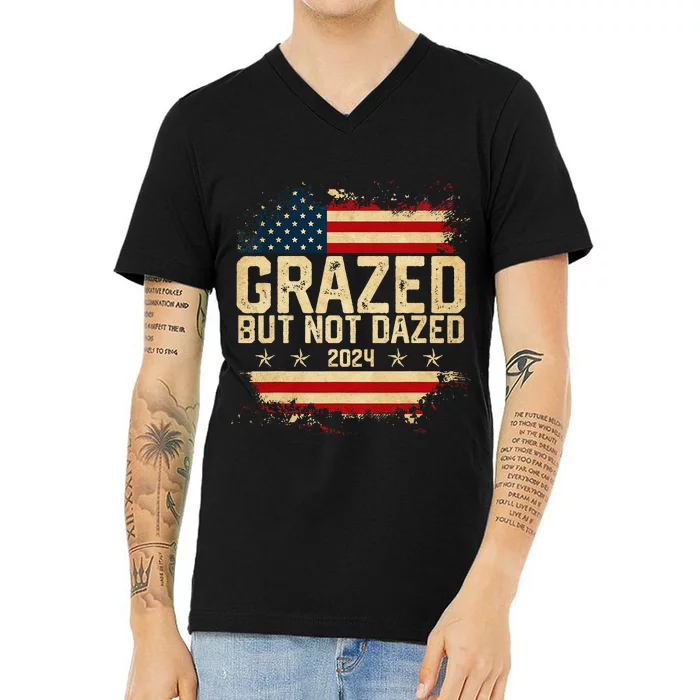 Grazed But Not Dazed 2024 Election Supporter V-Neck T-Shirt