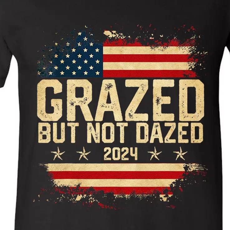 Grazed But Not Dazed 2024 Election Supporter V-Neck T-Shirt