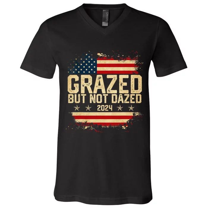 Grazed But Not Dazed 2024 Election Supporter V-Neck T-Shirt