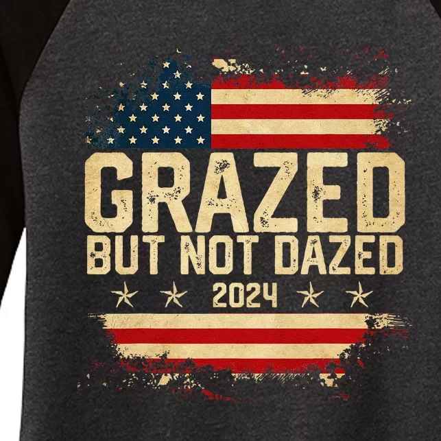 Grazed But Not Dazed 2024 Election Supporter Women's Tri-Blend 3/4-Sleeve Raglan Shirt