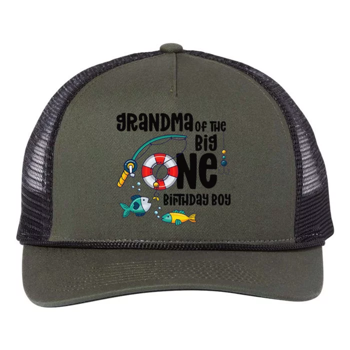 Grandma Big One 1YearOld Fishing Birthday Retro Rope Trucker Hat Cap