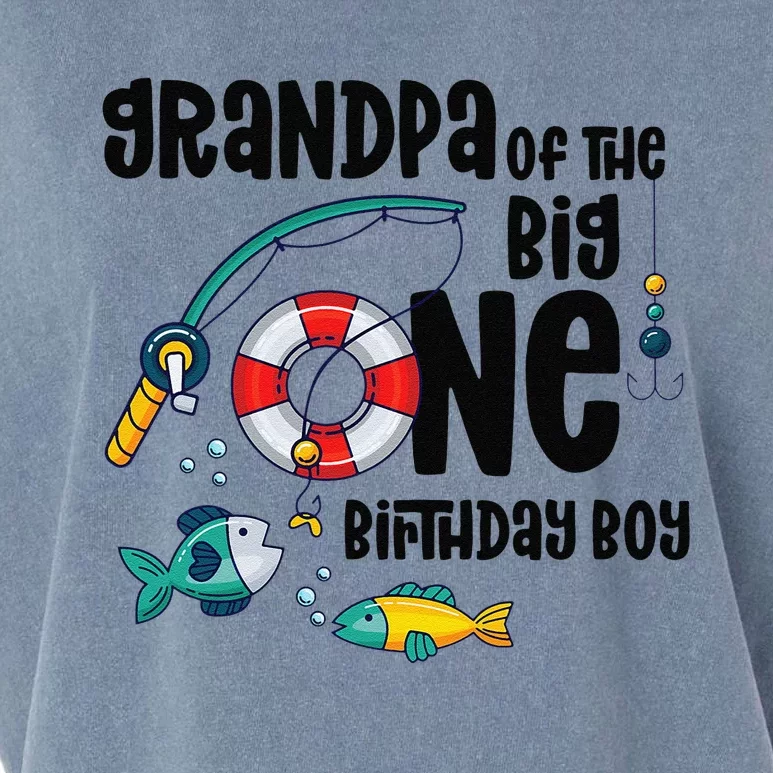 Grandpa Big One 1YearOld Fishing Birthday Garment-Dyed Women's Muscle Tee