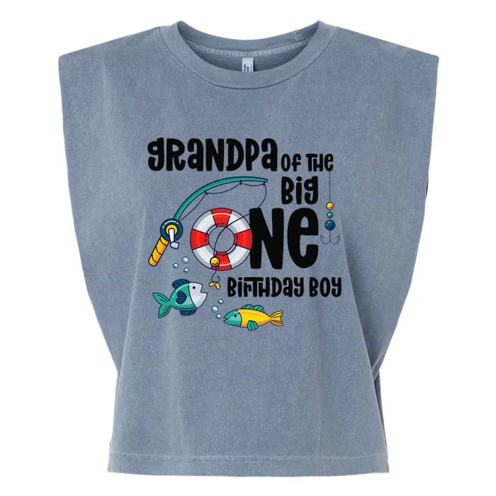 Grandpa Big One 1YearOld Fishing Birthday Garment-Dyed Women's Muscle Tee