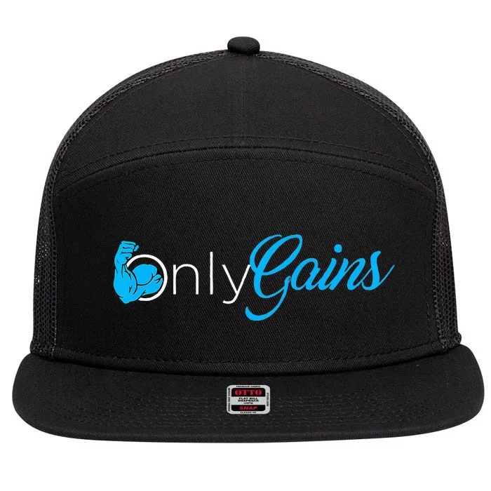 Gym Bodybuilder Only Gainz Only Gains 7 Panel Mesh Trucker Snapback Hat