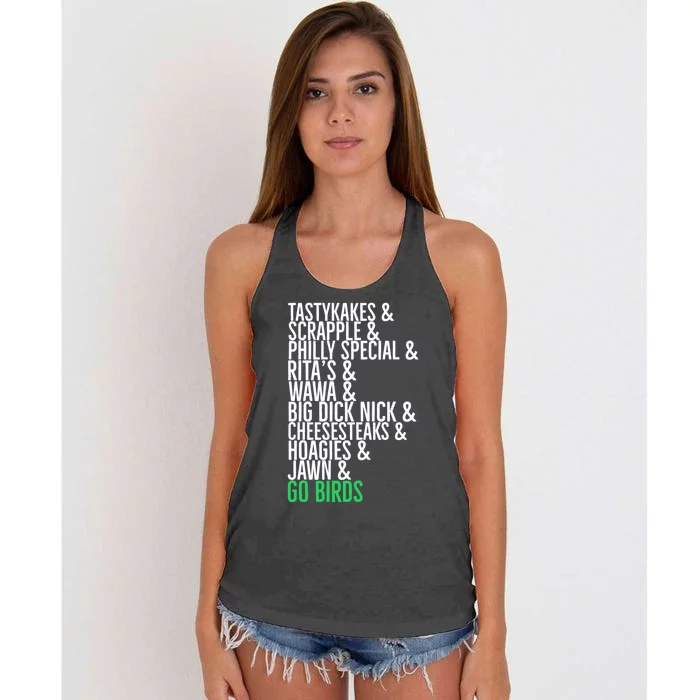 Go Birds. (Only Philly People Understand) Women's Knotted Racerback Tank