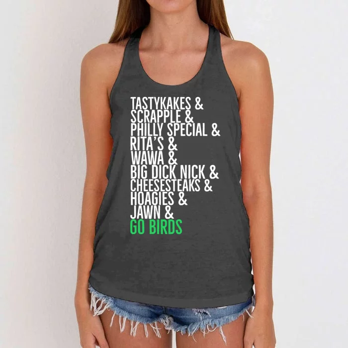 Go Birds. (Only Philly People Understand) Women's Knotted Racerback Tank