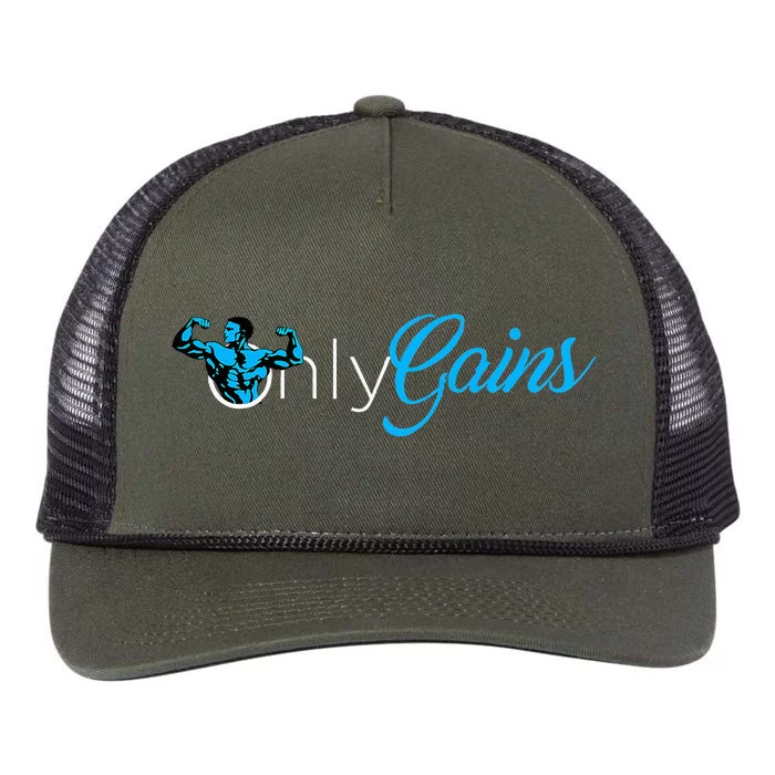 Gym Bodybuilder Only Gainz Only Gains Retro Rope Trucker Hat Cap