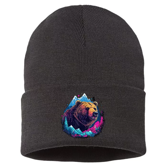 Grizzly Bear Outdoor Nature Alaska Hunting Hiking Sustainable Knit Beanie