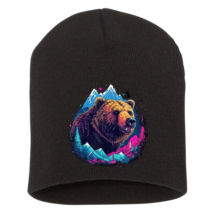 Grizzly Bear Outdoor Nature Alaska Hunting Hiking Short Acrylic Beanie