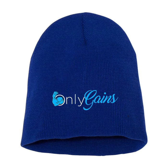 Gym Bodybuilder Only Gainz Only Gains Short Acrylic Beanie