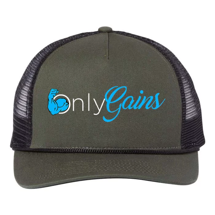 Gym Bodybuilder Only Gainz Only Gains Retro Rope Trucker Hat Cap