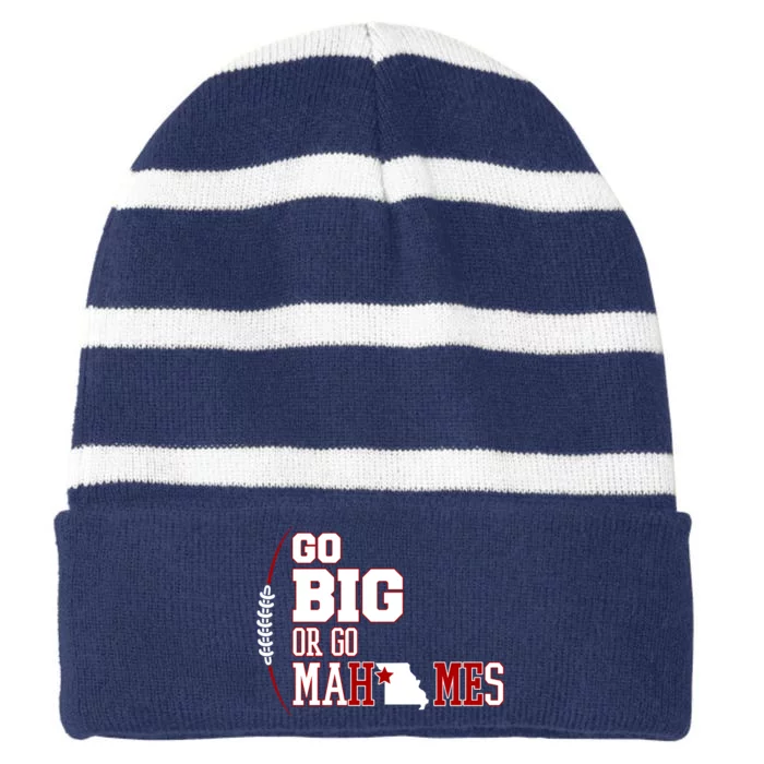 Go Big Or Go Mahomes Football Lover Striped Beanie with Solid Band