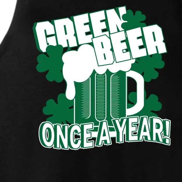 Green Beer Once A Year St Patrick's Day Ladies Tri-Blend Wicking Tank