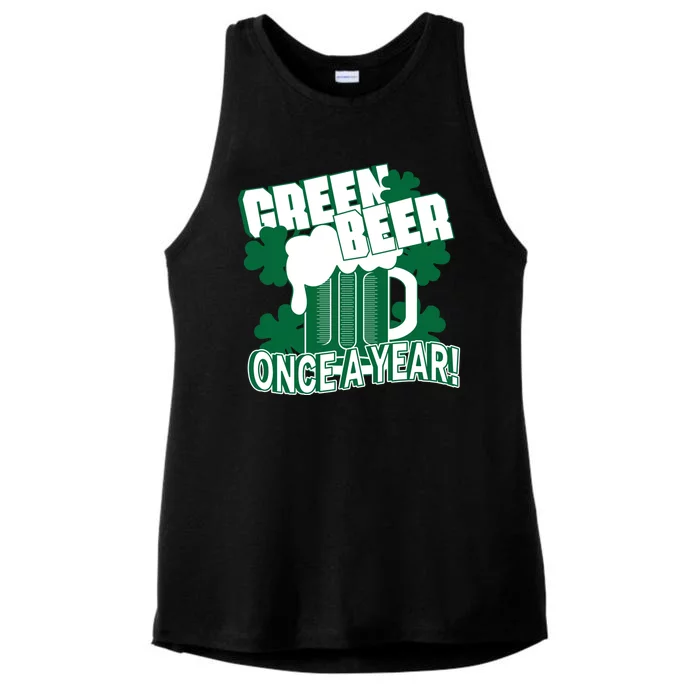 Green Beer Once A Year St Patrick's Day Ladies Tri-Blend Wicking Tank