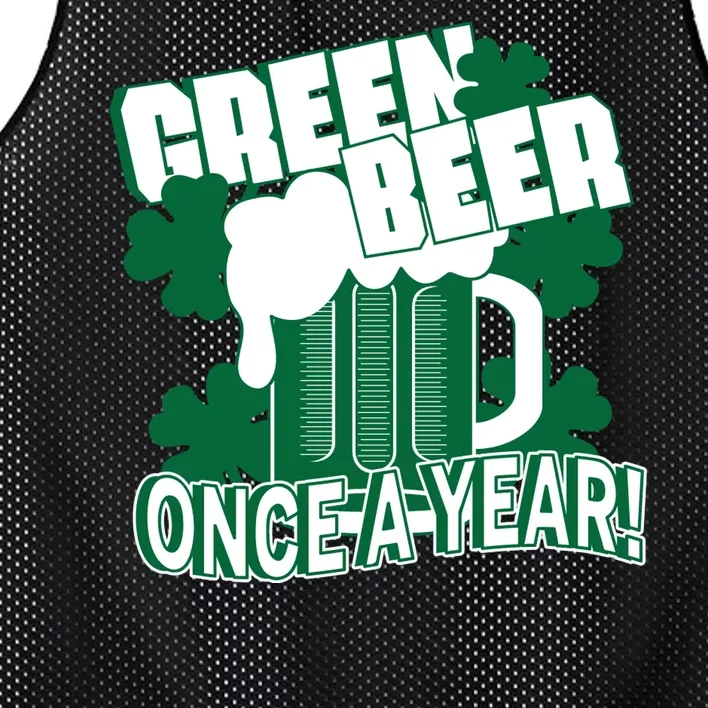 Green Beer Once A Year St Patrick's Day Mesh Reversible Basketball Jersey Tank