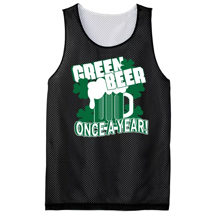 Green Beer Once A Year St Patrick's Day Mesh Reversible Basketball Jersey Tank