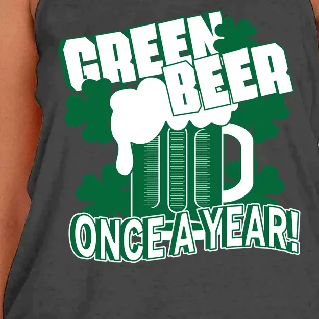 Green Beer Once A Year St Patrick's Day Women's Knotted Racerback Tank