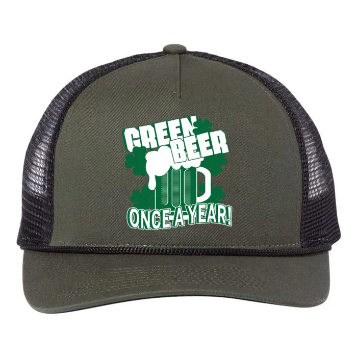 Green Beer Once A Year St Patrick's Day Retro Rope Trucker Hat Cap