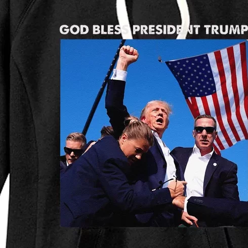 God Bless President Trump Shooting At Donald Trump Rally Women's Fleece Hoodie