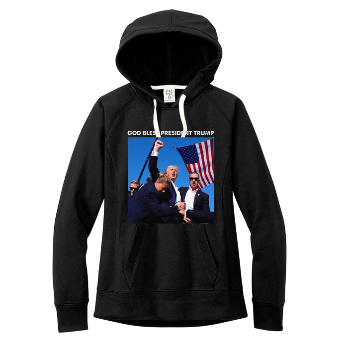 God Bless President Trump Shooting At Donald Trump Rally Women's Fleece Hoodie