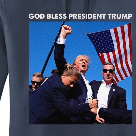 God Bless President Trump Shooting At Donald Trump Rally Women's Pullover Hoodie