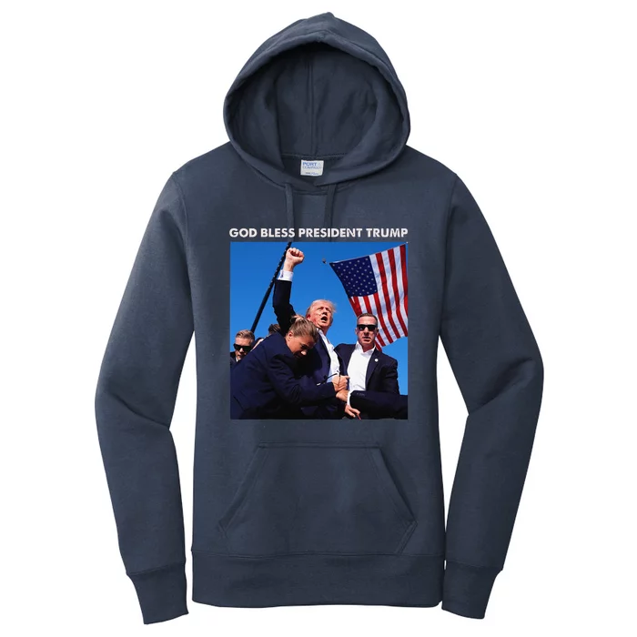 God Bless President Trump Shooting At Donald Trump Rally Women's Pullover Hoodie