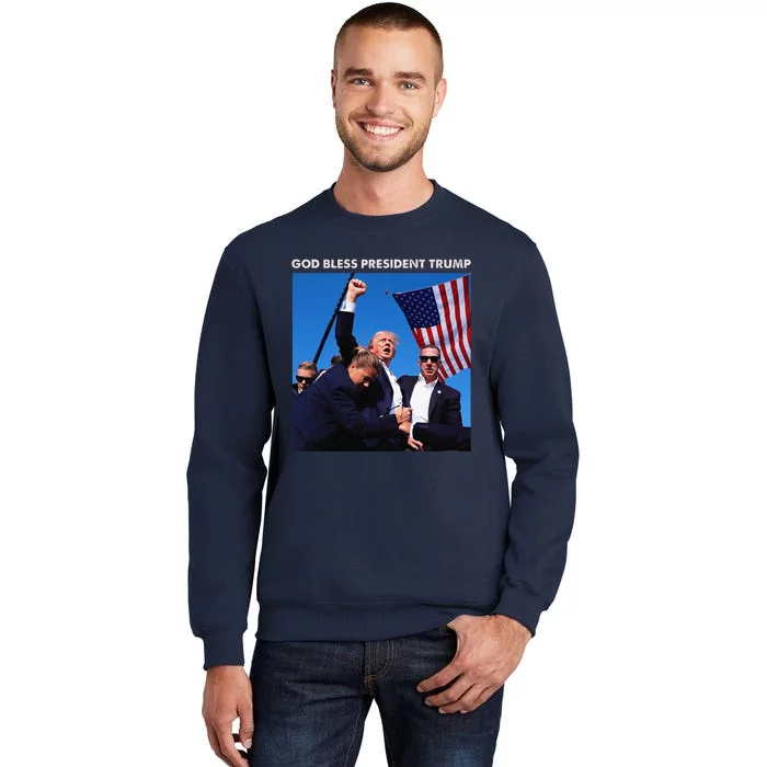 God Bless President Trump Shooting At Donald Trump Rally Tall Sweatshirt