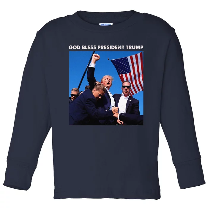 God Bless President Trump Shooting At Donald Trump Rally Toddler Long Sleeve Shirt