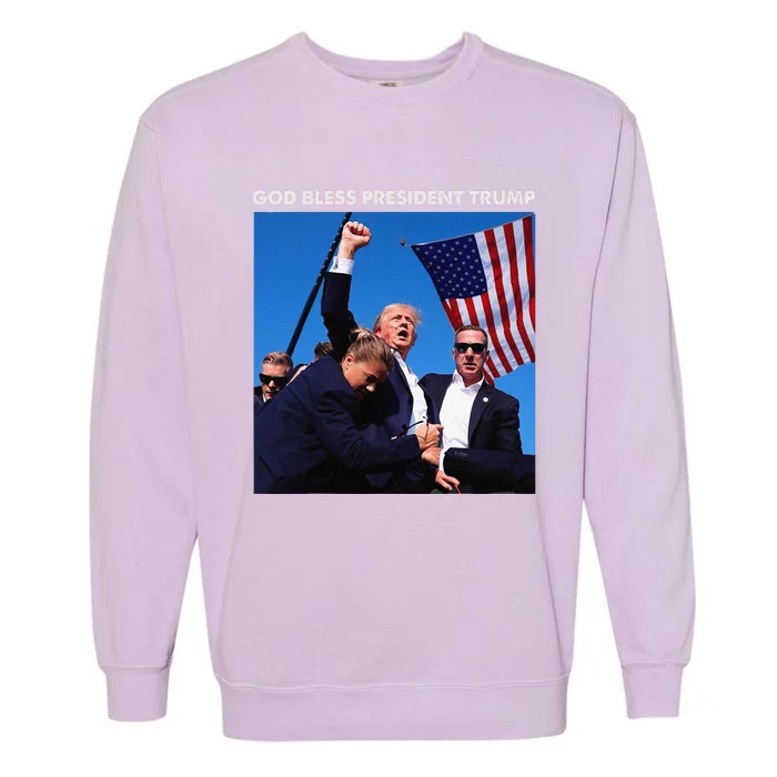 God Bless President Trump Shooting At Donald Trump Rally Garment-Dyed Sweatshirt