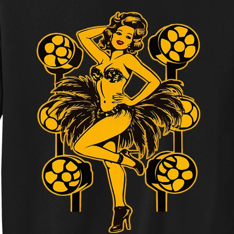 Golden Burlesque Pinup Girl With Spotlight Tall Sweatshirt