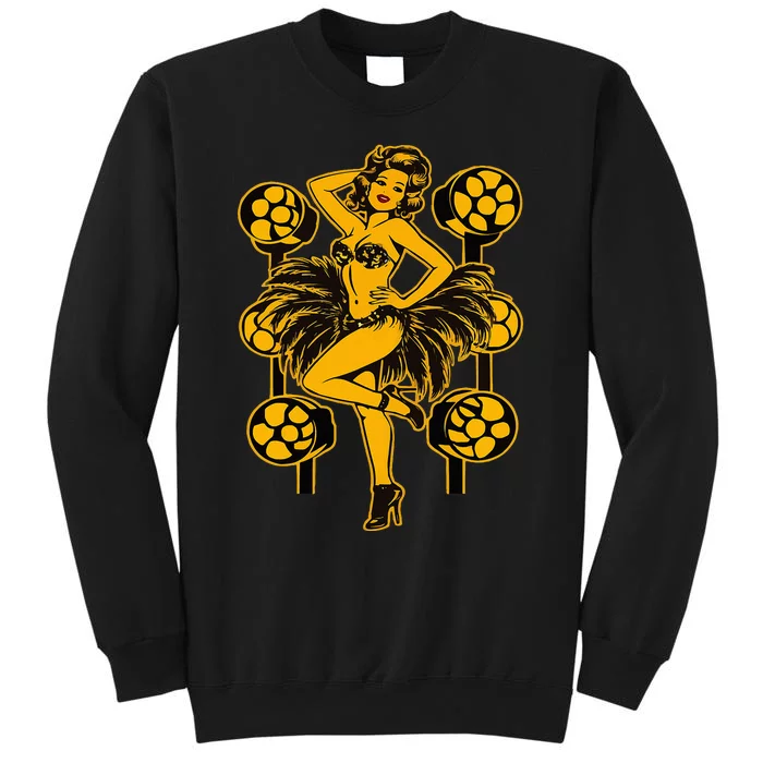 Golden Burlesque Pinup Girl With Spotlight Tall Sweatshirt