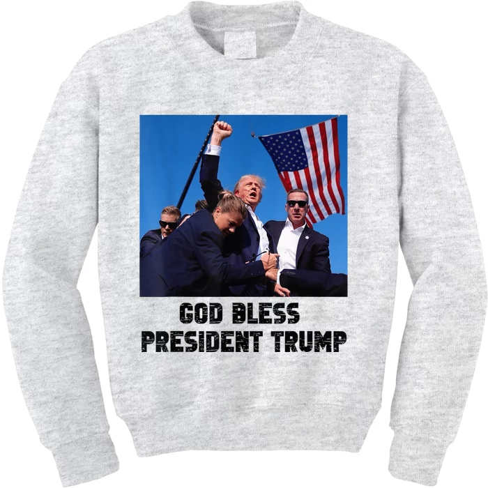 God Bless President Trump Donald Trump 2024 Kids Sweatshirt