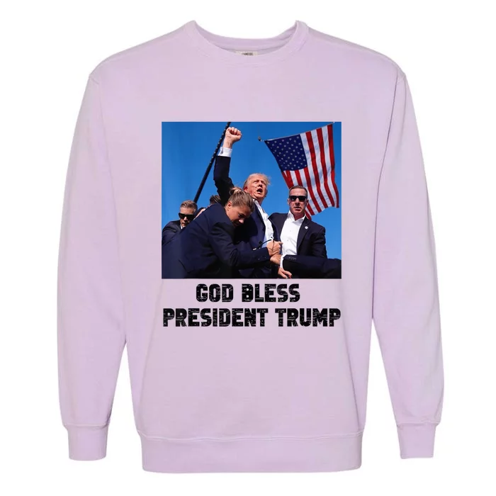 God Bless President Trump Donald Trump 2024 Garment-Dyed Sweatshirt