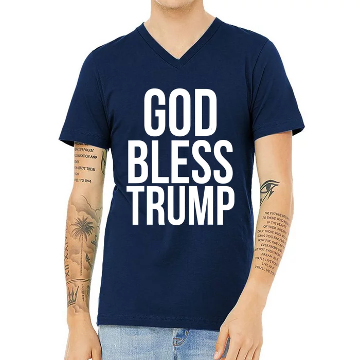 God Bless President Trump Gift V-Neck T-Shirt