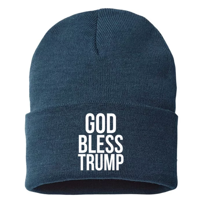 God Bless President Trump Gift Sustainable Knit Beanie