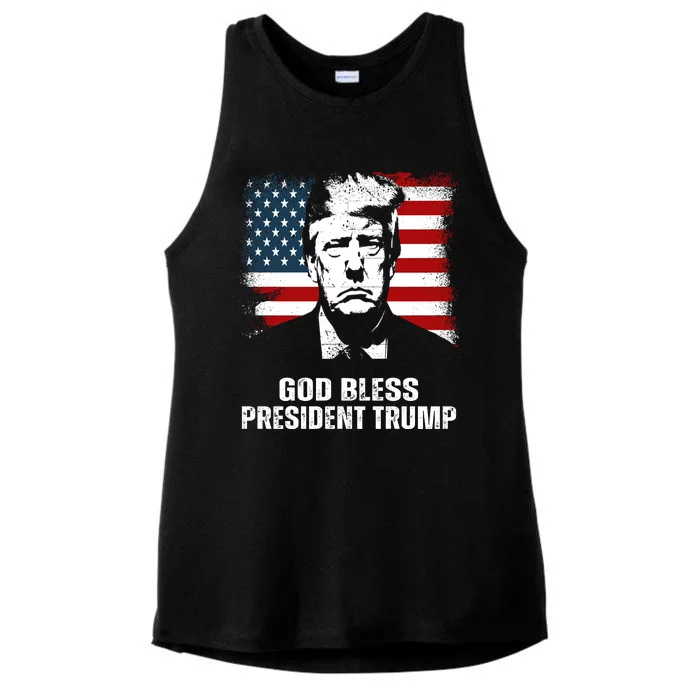 God Bless President Trump Trending Ladies Tri-Blend Wicking Tank