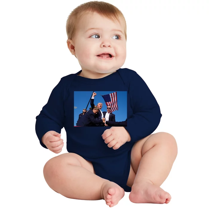 God Bless President Trump Gift For Trump Supporter Baby Long Sleeve Bodysuit