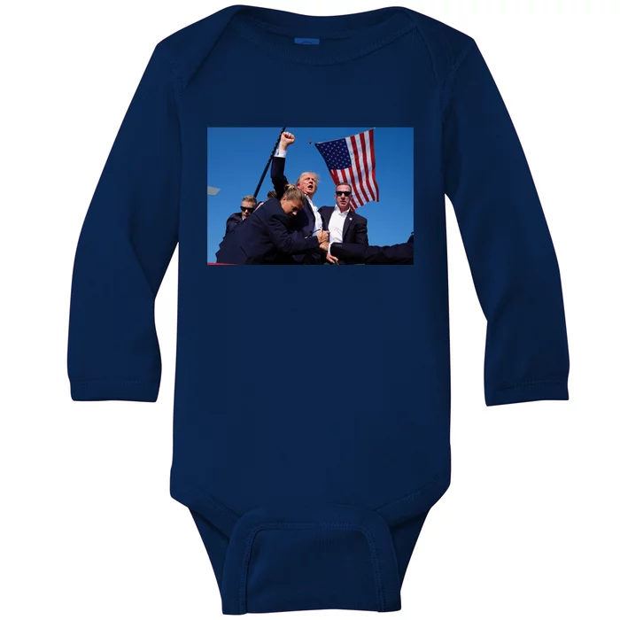 God Bless President Trump Gift For Trump Supporter Baby Long Sleeve Bodysuit