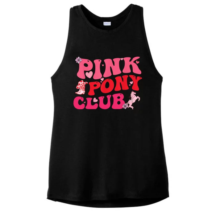 Groovy Birthday Pony Club Western Cowgirl Ladies Tri-Blend Wicking Tank