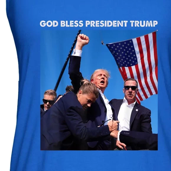 God Bless President Trump Shooting At Donald Trump Rally Gift Ladies Essential Flowy Tank