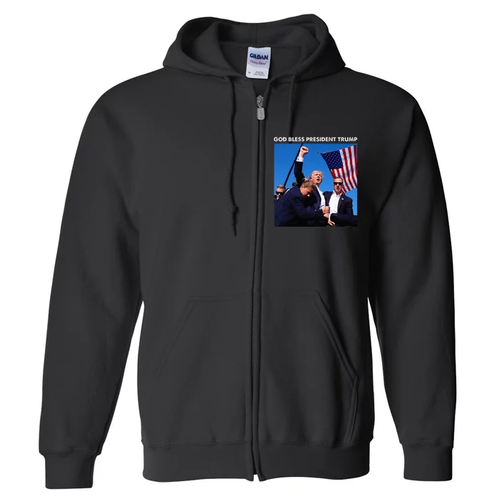 God Bless President Trump Shooting At Donald Trump Rally Full Zip Hoodie