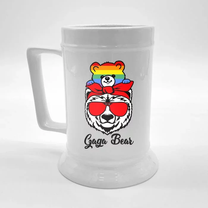 Gaga Bear Proud Gaga Rainbow Flag Lgbt Pride Mothers Day Gift Front & Back Beer Stein