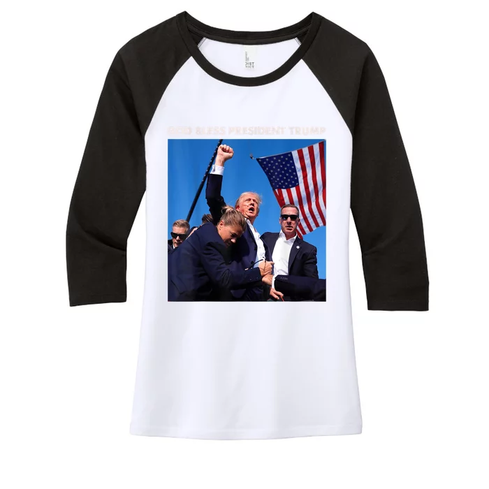 God Bless President Trump 2024 Gift Women's Tri-Blend 3/4-Sleeve Raglan Shirt